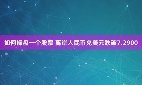 如何操盘一个股票 离岸人民币兑美元跌破7.2900